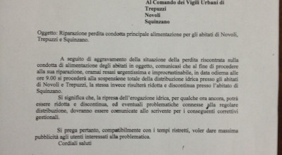 SOSPENSIONE SERVIZIO IDRICO AQP