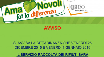 RACCOLTA RSU - FESTIVITA' NATALIZIE