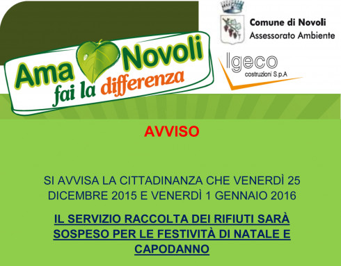 RACCOLTA RSU - FESTIVITA' NATALIZIE