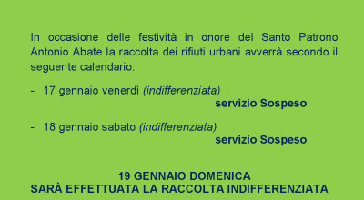 SERVIZIO RACCOLTA RSU - FESTA PATRONALE S. ANTONIO ABATE