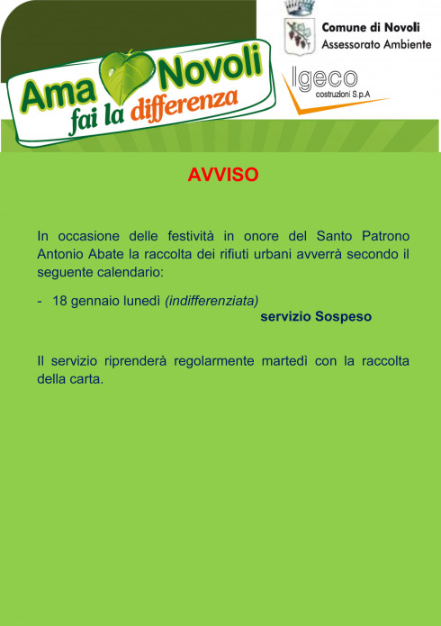 AVVISO RACCOLTA INDIFFERENZIATA