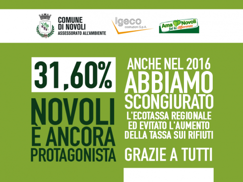 NOVOLI, ECOTASSA SCONGIURATA ANCHE NEL 2016