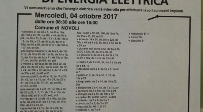 AVVISO INTERRUZIONE ENERGIA ELETTRICA