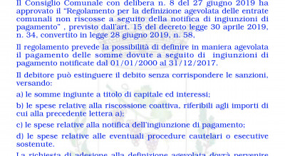 ADESIONE ALLA DEFINIZIONE AGEVOLATA DELLE ENTRATE COMUNALI NON RISCOSSE A SEG...