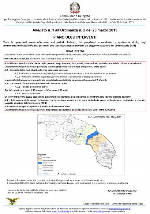 PIANO DEGLI INTERVENTI - XYLELLA FASTIDIOSA