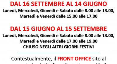 RIAPERTURA CENTRO COMUNALE DI RACCOLTA E TRASFERIMENTO FRONT OFFICE