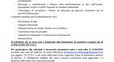 AVVISO PUBBLICO - SERVIZIO &ldquo;INFORMATORE ECOLOGICO&rdquo;
