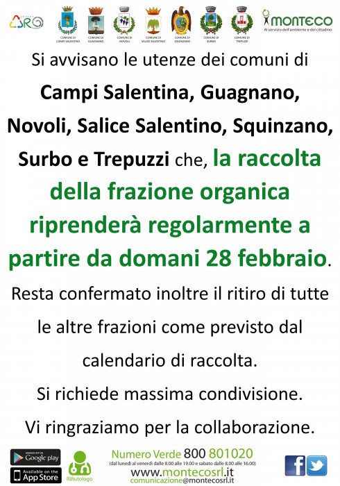 RIPRESA RACCOLTA FRAZIONE ORGANICA