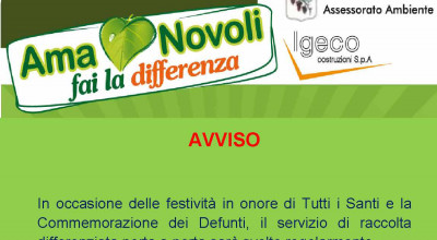 SERVIZIO RACCOLTA RSU - TUTTI I SANTI E COMMEMORAZIONE DEI DEFUNTI