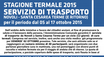 STAGIONE TERMALE 2015 - SERVIZIO DI TRASPORTO NOVOLI - SANTA CESAREA TERME E ...